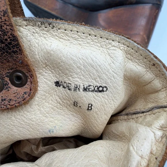 Bed Stu Leather Bruges Slouch Grey Knit Wedge Distressed Bohemian Moto Boot 8 - Picture 10 of 11